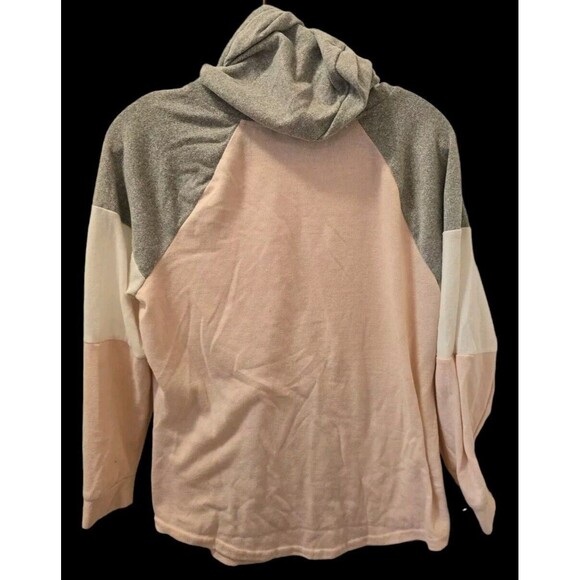 Bobbie Brooks Women Large Pink Gray Long Sleeve Hoodie Pullover Sweatshirt - Picture 3 of 10
